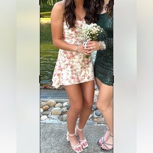 House of CB Pink Floral Strapless Dress